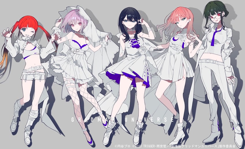 takarada rikka, shinjou akane, minami yume, anosillus ii, and asukagawa chise (gridman universe) drawn by mochizuki_kei