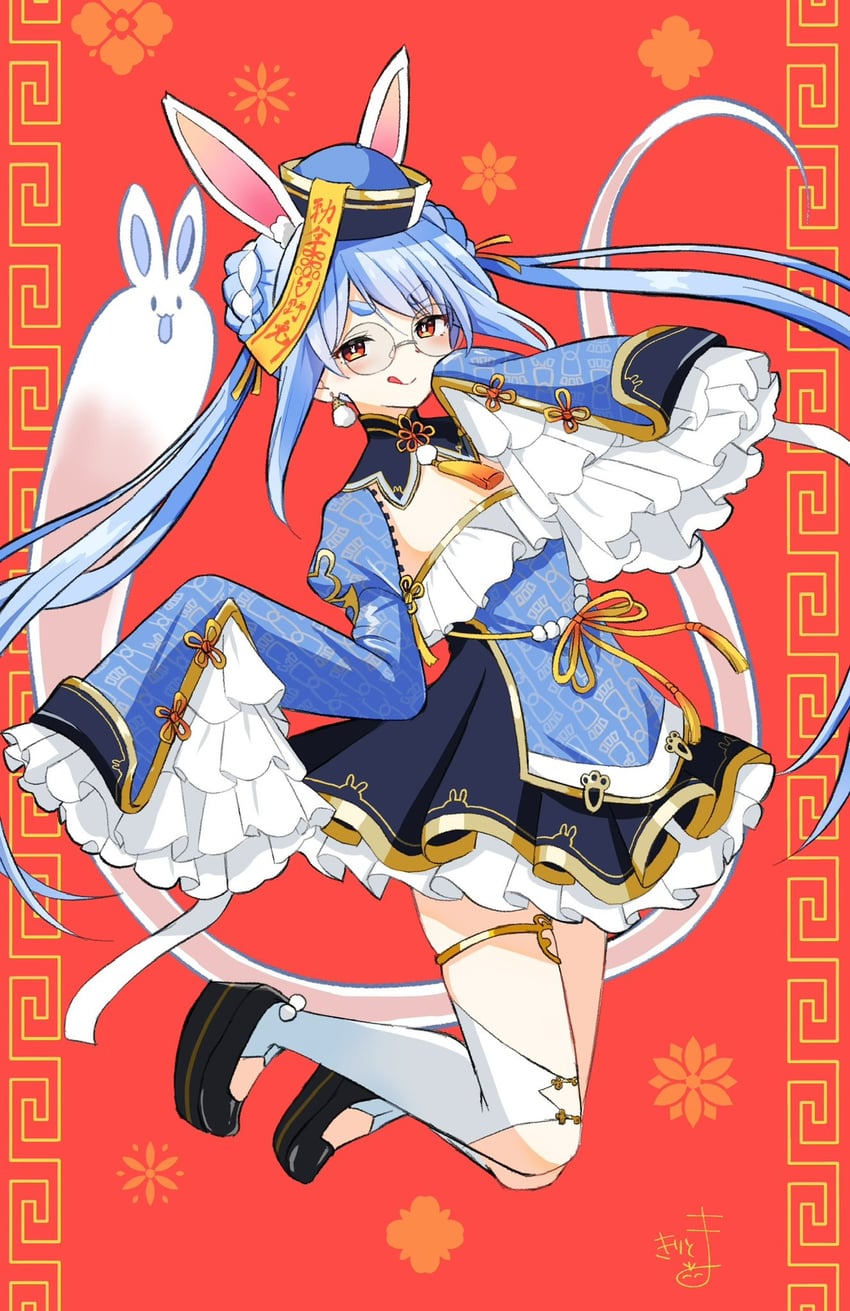 usada pekora and don-chan (hololive) drawn by kiritoma