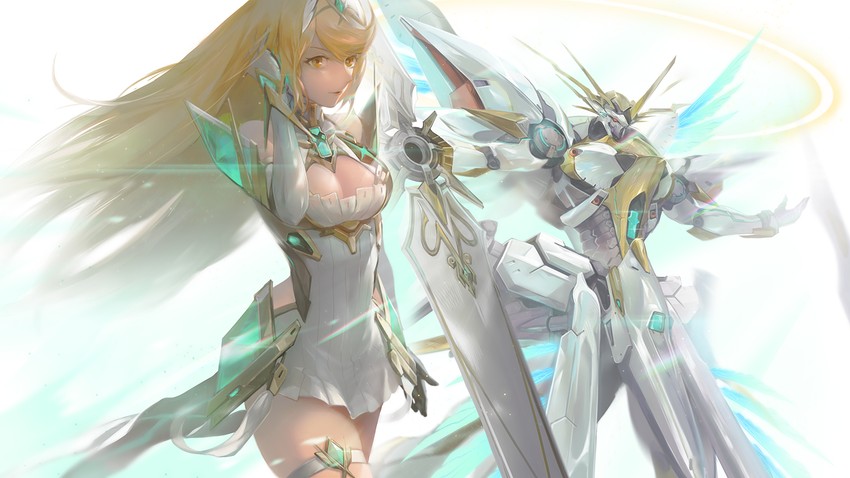 mythra (xenoblade chronicles and 1 more) drawn by badluck