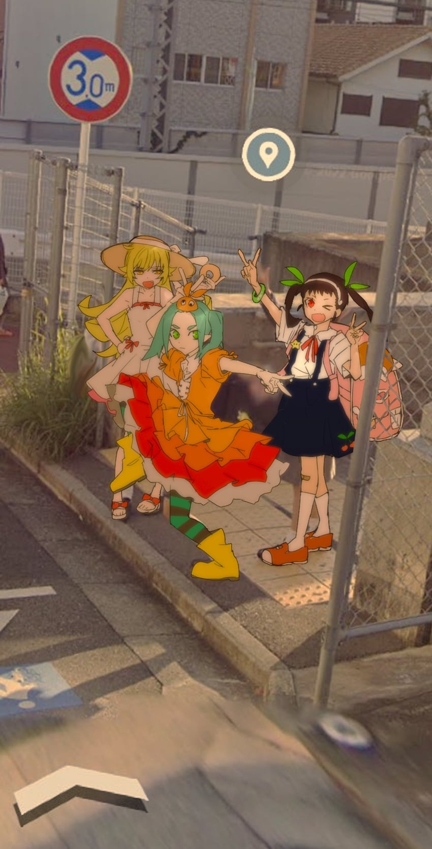 oshino shinobu, hachikuji mayoi, and ononoki yotsugi (monogatari) drawn by tbrsnsk