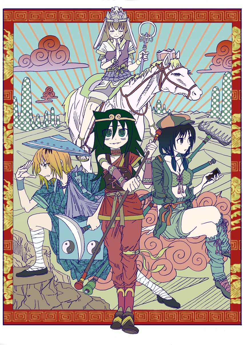 kuroki tomoko, tamura yuri, yoshida masaki, and tanaka mako (watashi ga motenai no wa dou kangaetemo omaera ga warui! and 1 more) drawn by mokofann