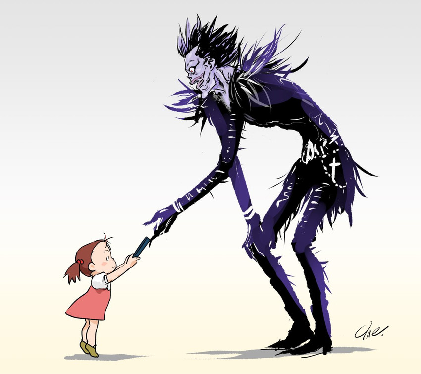 ryuk and kusakabe mei (death note and 1 more) drawn by umeno_ryuuji