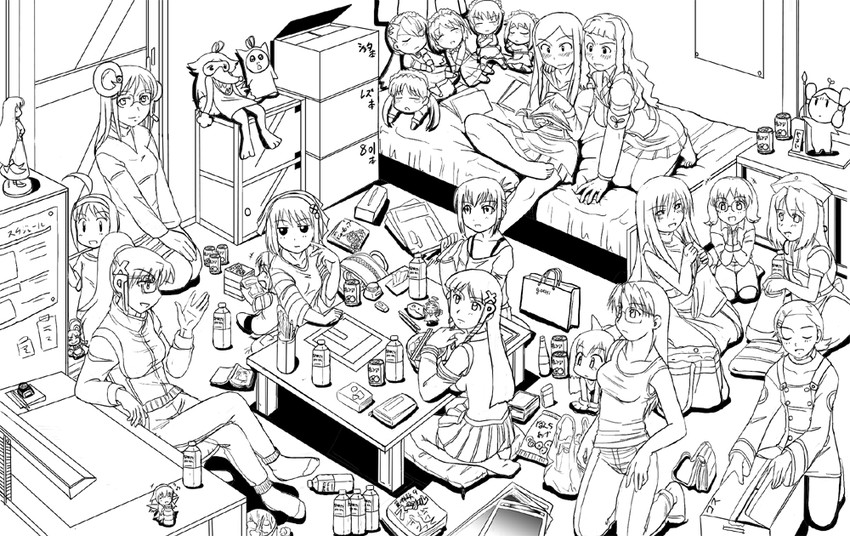 kuga natsuki, xp-tan, eureka, 2k-tan, mizuhara koyomi, and 16 more (os-tan and 10 more) drawn by takaya_n