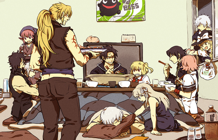 kirisame marisa, flandre scarlet, mystia lorelei, okamisty, aino heart, and 8 more (touhou and 10 more) drawn by emu_(losspass)