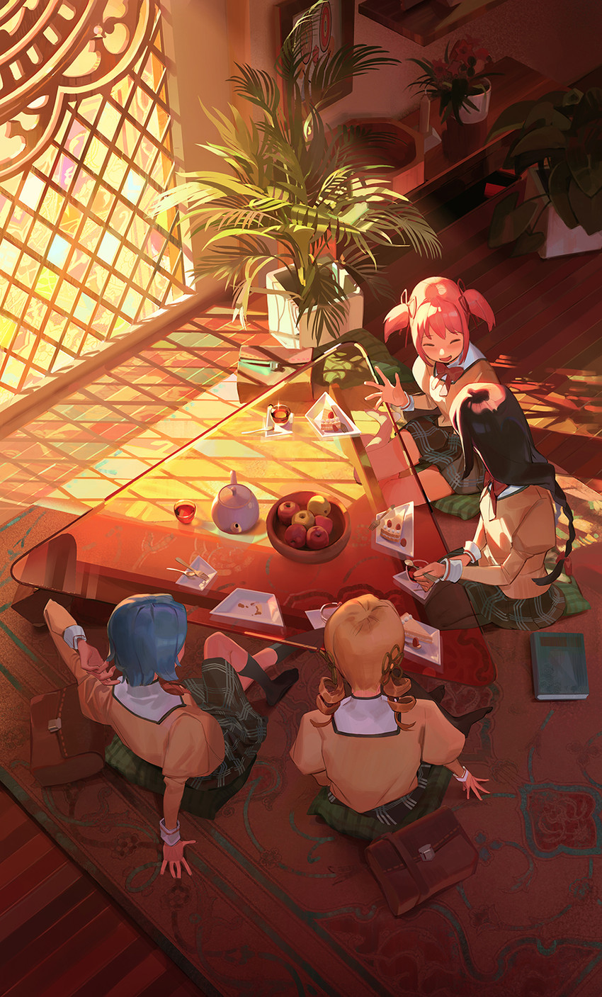 akemi homura, kaname madoka, miki sayaka, tomoe mami, and charlotte (mahou shoujo madoka magica) drawn by pixiescout