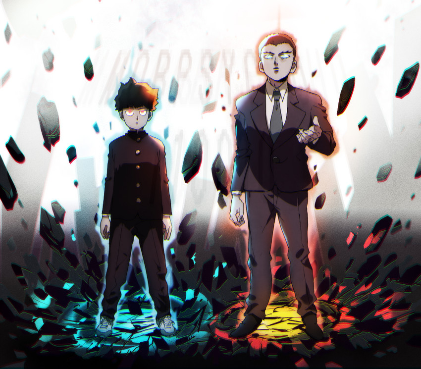 kageyama shigeo and suzuki touichirou (mob psycho 100) drawn by aoki_(fumomo)