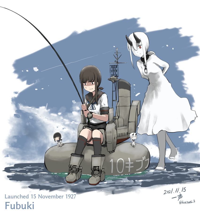 fubuki, fairy, fubuki kai ni, and lycoris fubuki (kantai collection) drawn by hitokoe