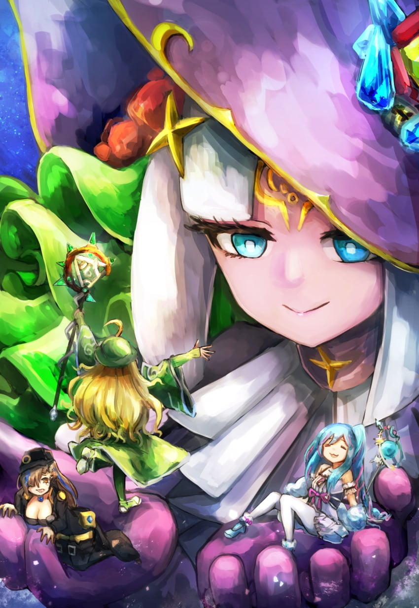 rilliona, witchcrafter madame verre, witchcrafter haine, genni, witchcrafter genni, and 1 more (yu-gi-oh!) drawn by hatano_kiyoshi
