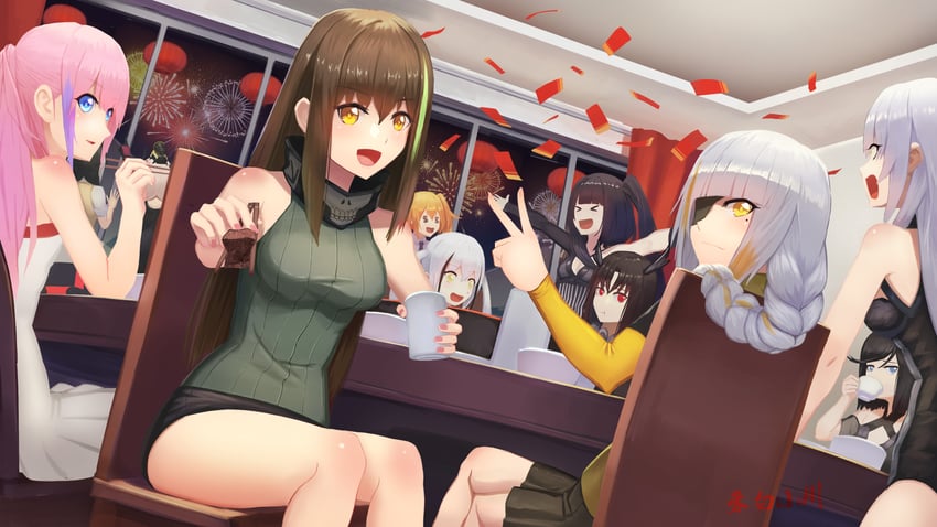 ump45, m4a1, m4 sopmod ii, st ar-15, ro635, and 8 more (girls' frontline) drawn by hebai_xiaochuan