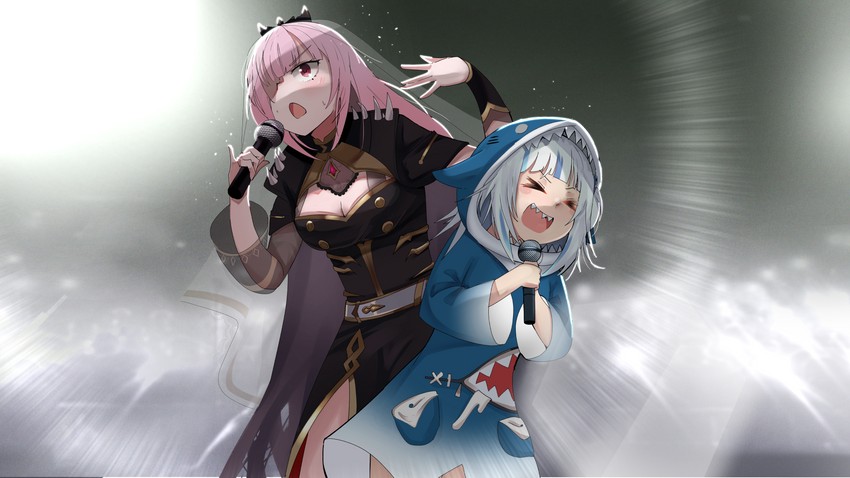 gawr gura and mori calliope (hololive and 1 more) drawn by kitanxjk