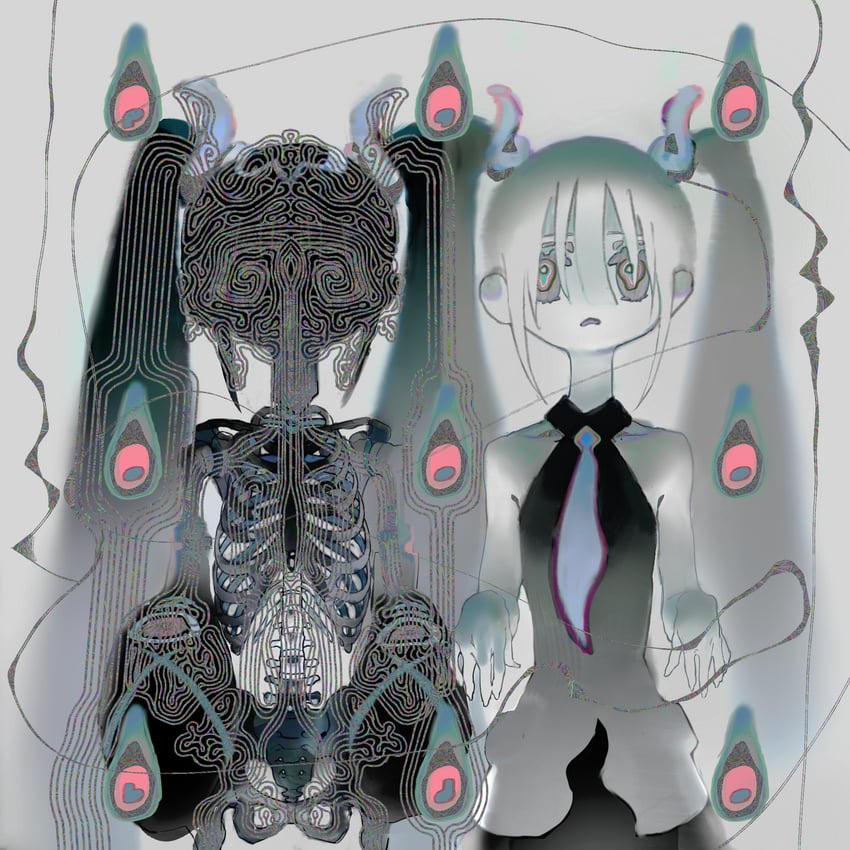 hatsune miku and ghost miku (pokemon and 2 more) drawn by joon_(jjoooonn)