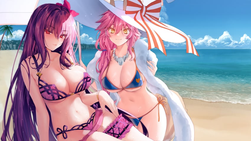 tamamo, scathach, and tamamo no mae (fate and 1 more) drawn by obiwan