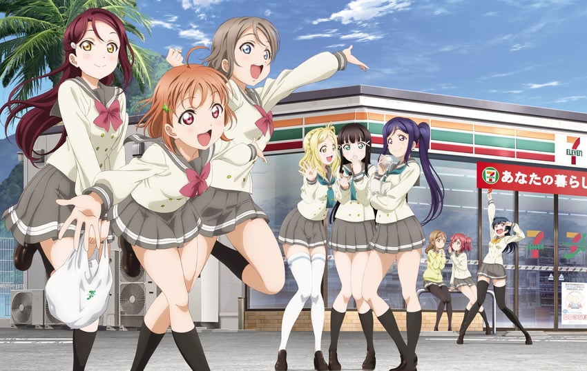watanabe you, tsushima yoshiko, sakurauchi riko, takami chika, matsuura kanan, and 4 more (love live! and 1 more)
