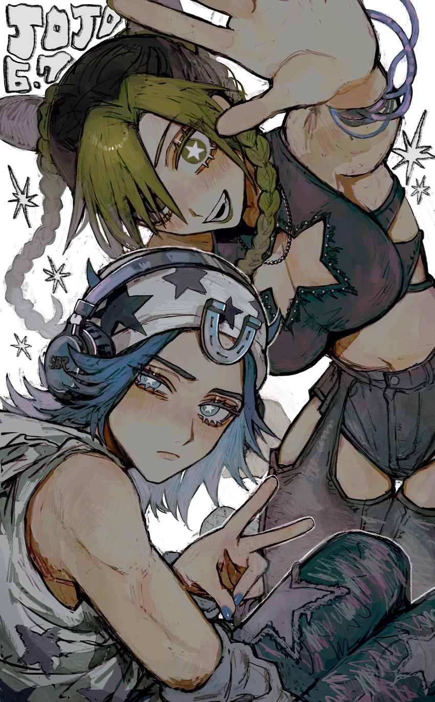 kujo jolyne and johnny joestar (jojo no kimyou na bouken and 2 more) drawn by neg_50asu
