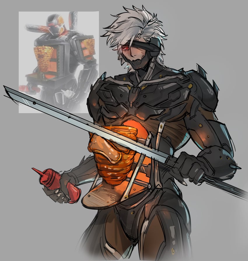 raiden and war machine (marvel and 4 more) drawn by chalkolates