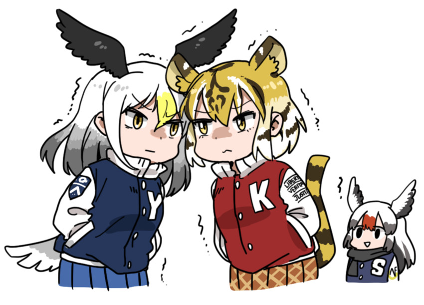 bald eagle, tiger, and red-crowned crane (kemono friends) drawn by anyan_(jooho)