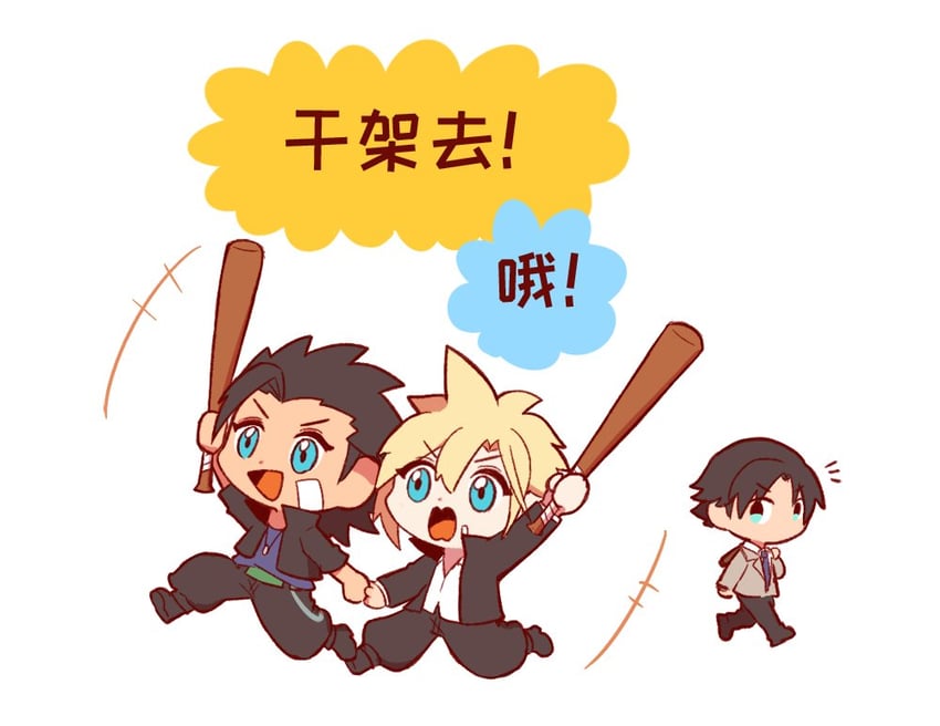 cloud strife, zack fair, and angeal hewley (final fantasy and 2 more) drawn by lll777777lll
