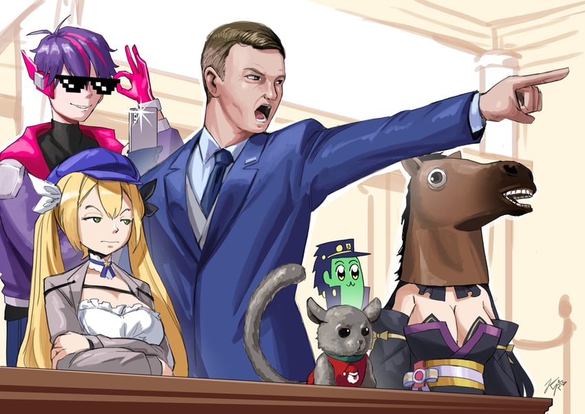 dokibird, rima evenstar, jiru-kun, falseeyed, andrew esquire, and 1 more (indie virtual youtuber and 2 more) drawn by khoaphan96