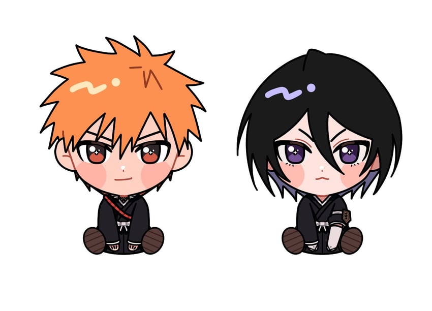 kuchiki rukia and kurosaki ichigo (bleach) drawn by gwao_(_ul_13)