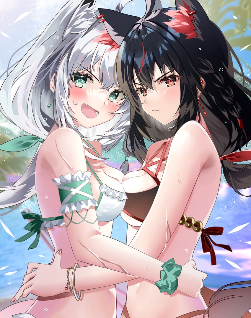 shirakami fubuki and kurokami fubuki (hololive) drawn by sho_(runatic_moon)