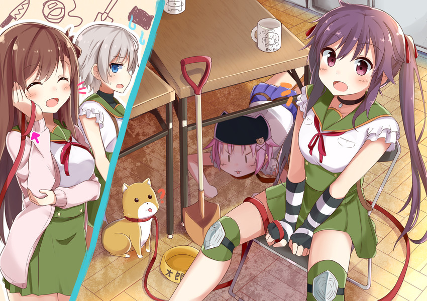 ebisuzawa kurumi, takeya yuki, wakasa yuuri, naoki miki, and taroumaru (gakkou gurashi!) drawn by sasahara_wakaba