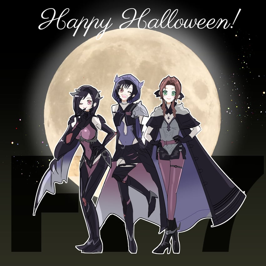 tifa lockhart, aerith gainsborough, and yuffie kisaragi (final fantasy and 2 more) drawn by song30133