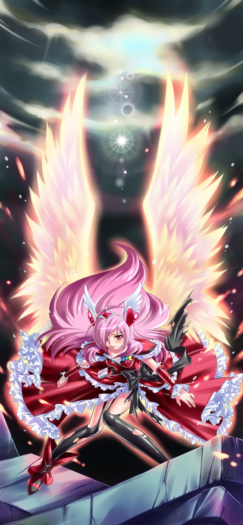 higashi setsuna and cure passion (precure and 1 more) drawn by nekozawa_yukari
