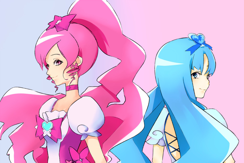 kurumi erika, hanasaki tsubomi, cure marine, and cure blossom (precure and 1 more) drawn by toritoma_(sweetandsour)