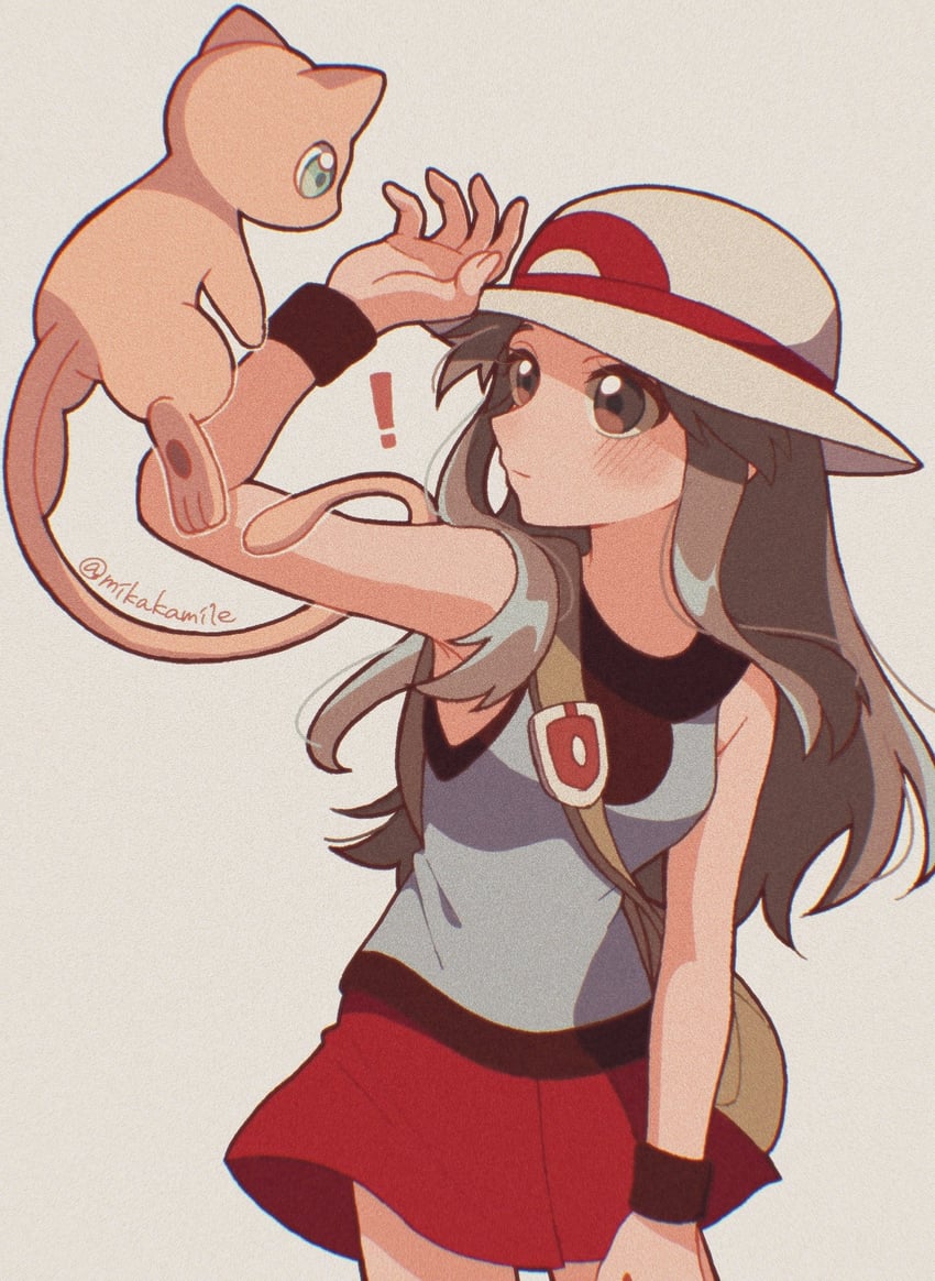 leaf and mew (pokemon and 1 more) drawn by mikakami1e