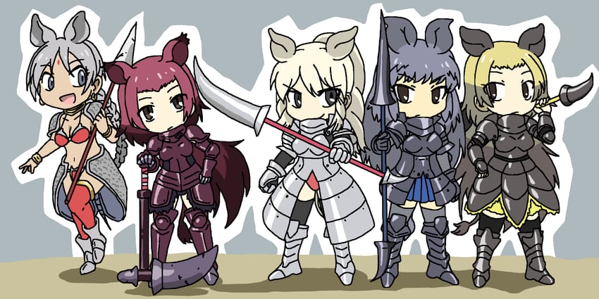white rhinoceros, black rhinoceros, indian rhinoceros, and sumatran rhinoceros (kemono friends) drawn by srd_(srdsrd01)