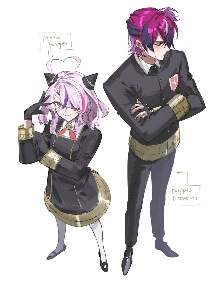 anya, damian desmond, maria marionette, and doppio dropscythe (nijisanji and 1 more) drawn by kaohom503