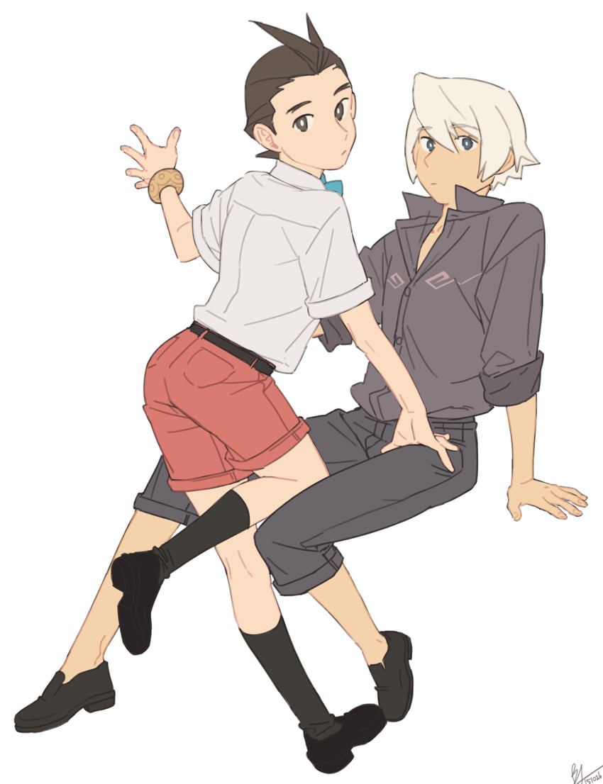 apollo justice and klavier gavin (ace attorney and 1 more) drawn by miz_(bannako)