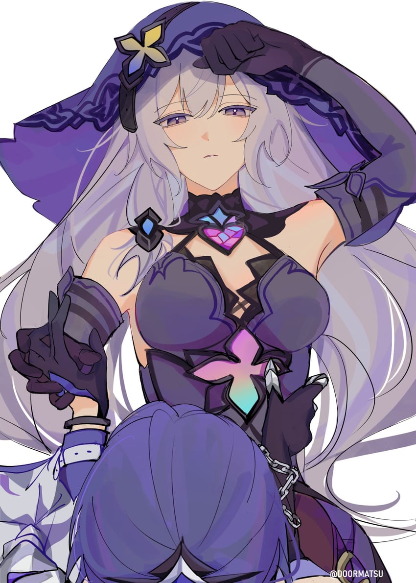 acheron and black swan (honkai and 1 more) drawn by doormatsu