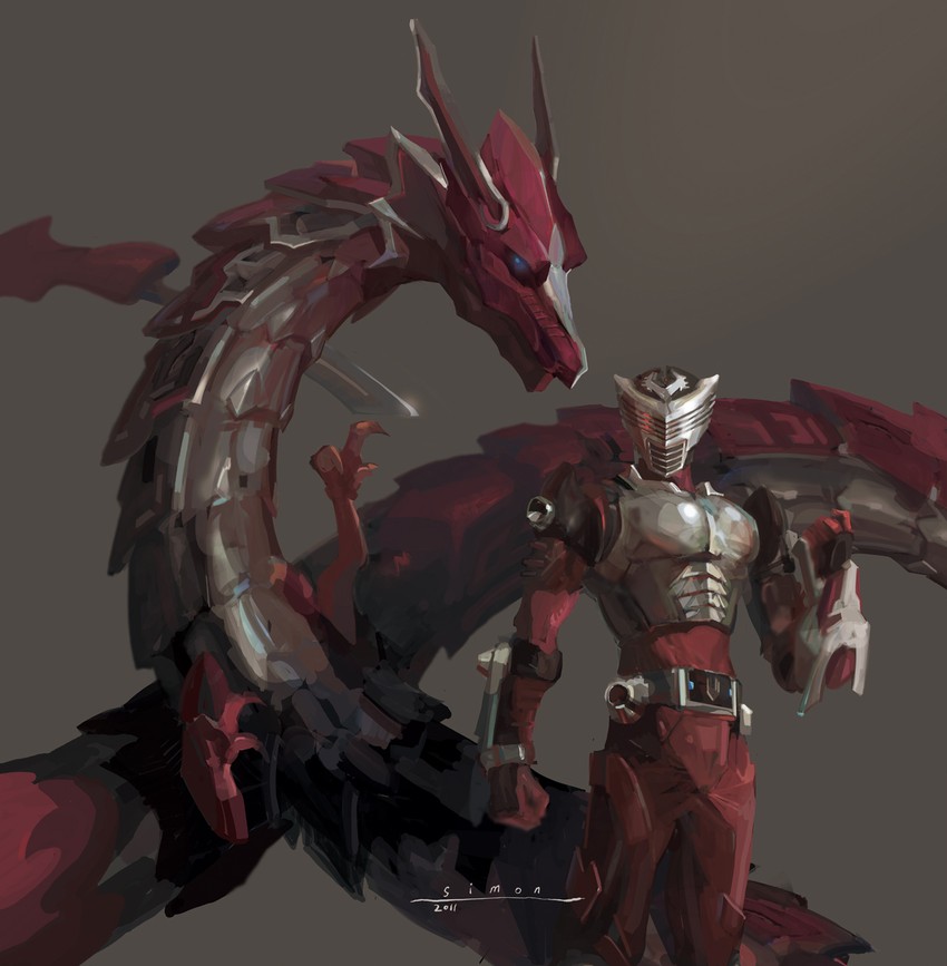 kamen rider ryuki and dragreder (kamen rider and 1 more) drawn by simon_(sinom0909)