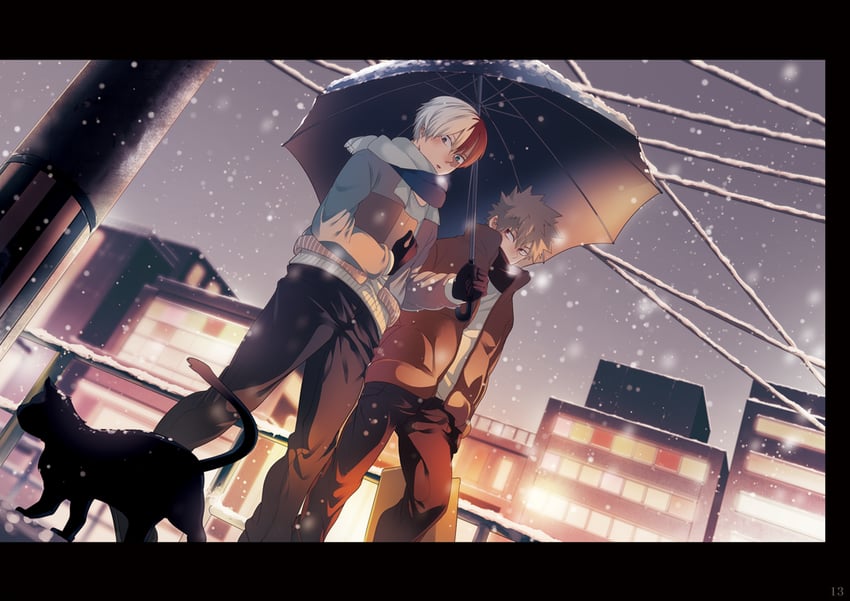 bakugou katsuki and todoroki shoto (boku no hero academia) drawn by 5_(toriaezu555)