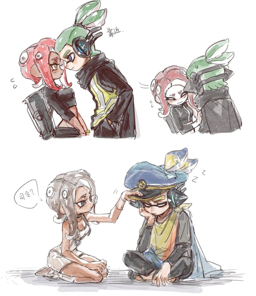 inkling player character, octoling player character, octoling girl, inkling boy, agent 3, and 2 more (splatoon and 4 more) drawn by gucandiyi52092