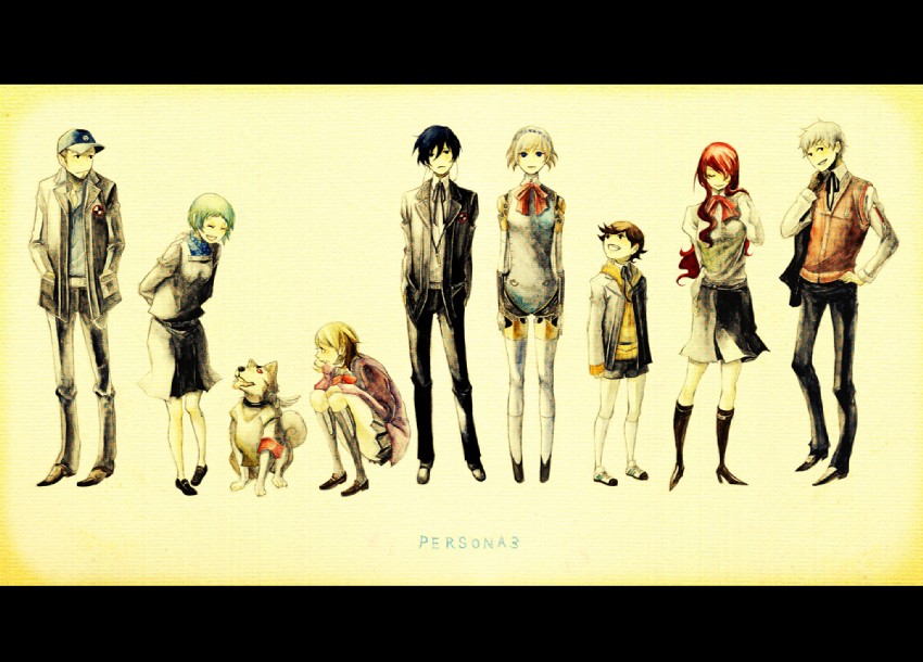 yuuki makoto, aigis, takeba yukari, kirijou mitsuru, yamagishi fuuka, and 4 more (persona and 1 more) drawn by asao_(novala)