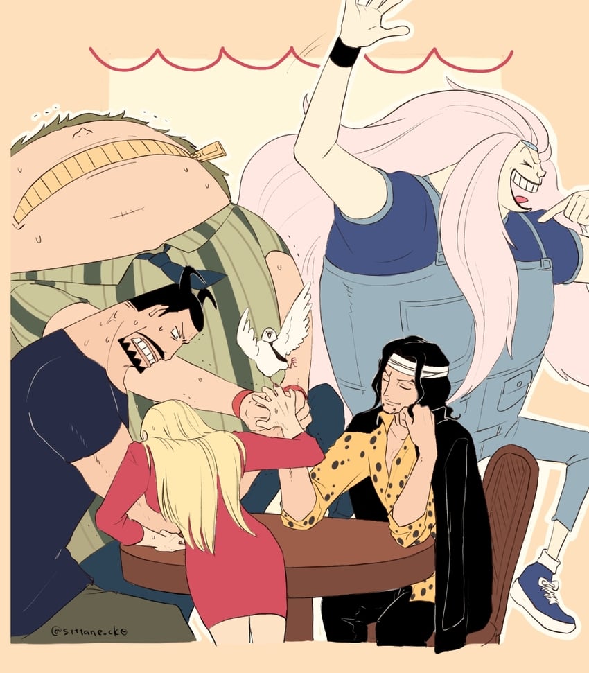 rob lucci, kalifa, hattori, blueno, kumadori, and 1 more (one piece) drawn by sutaneko