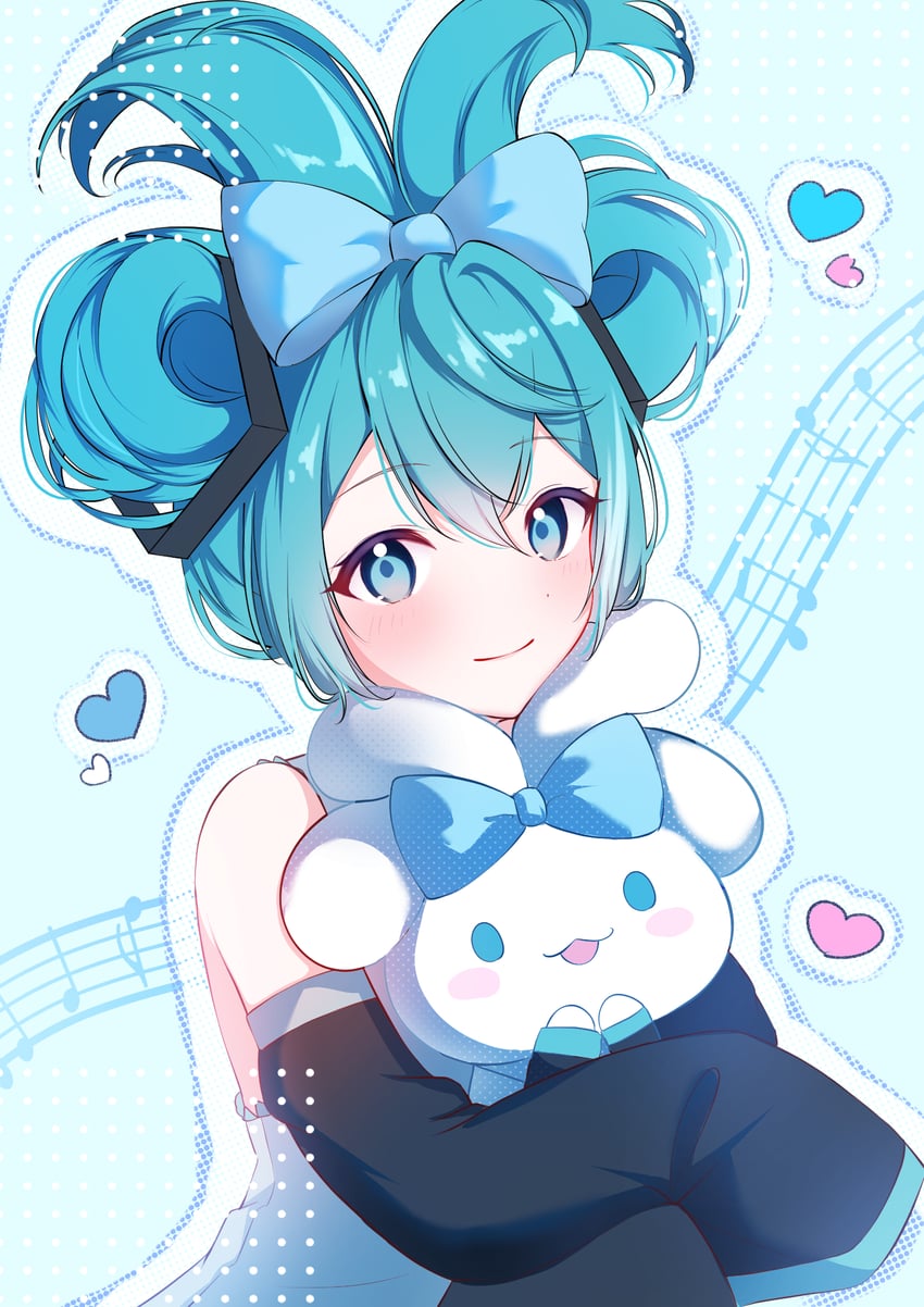 hatsune miku, cinnamoroll, and cinnamiku (vocaloid and 2 more) drawn by yomomo14