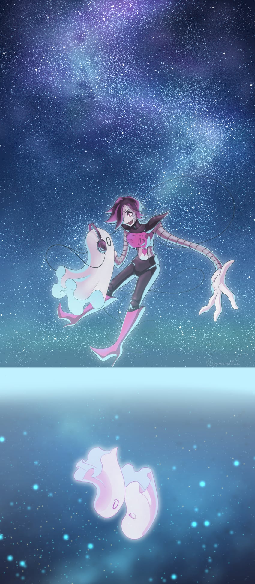 mettaton, mettaton ex, and napstablook (undertale) drawn by yomogimo_chi