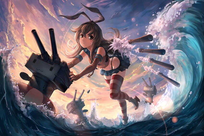 shimakaze and rensouhou-chan (kantai collection) drawn by ant_(fenixant)