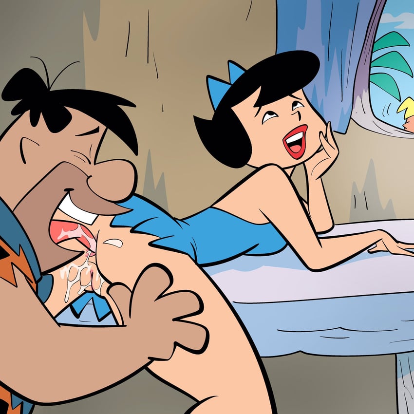 fred flintstone and betty rubble (the flintstones) drawn by markkleanup