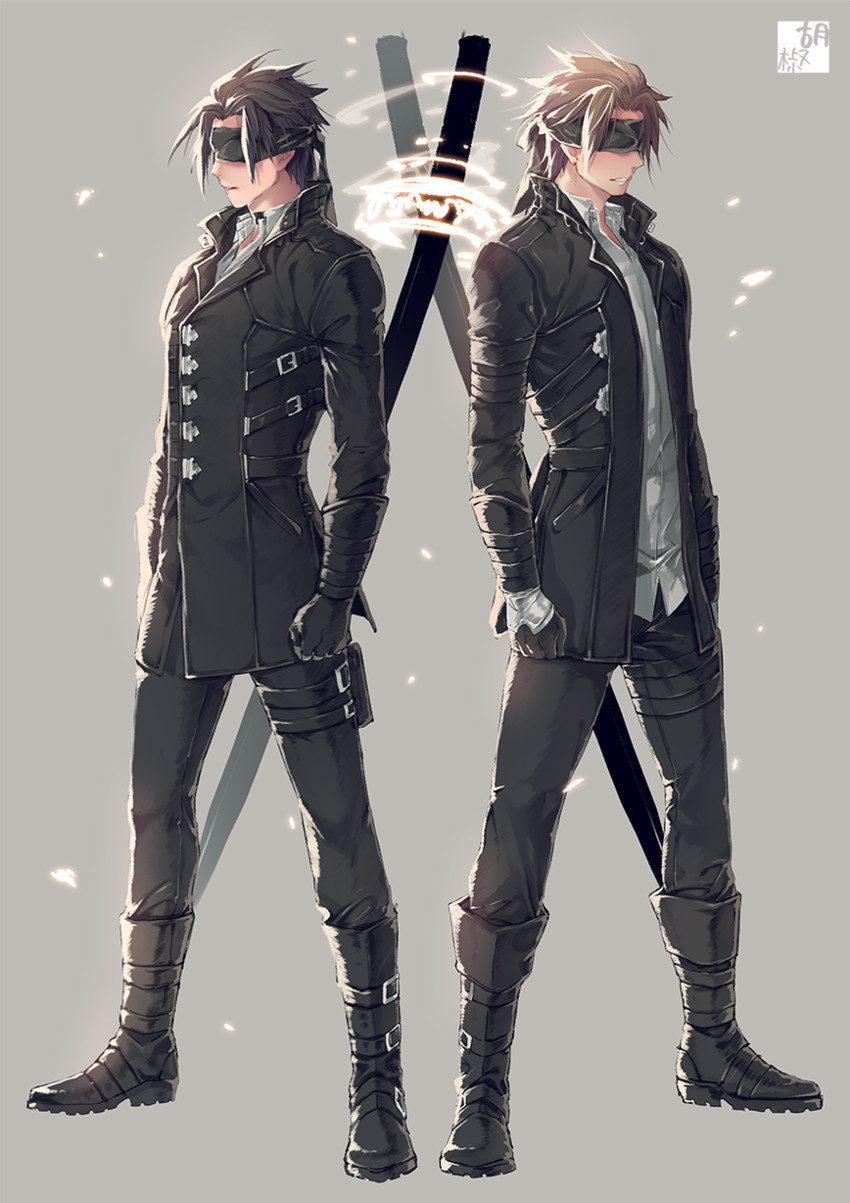 jin yuuichi and arashiyama jun (nier and 2 more) drawn by pepper_fever