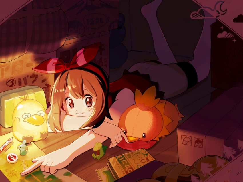 may, torchic, mudkip, psyduck, treecko, and 1 more (pokemon and 1 more) drawn by harumomo_(@harumomo123456)