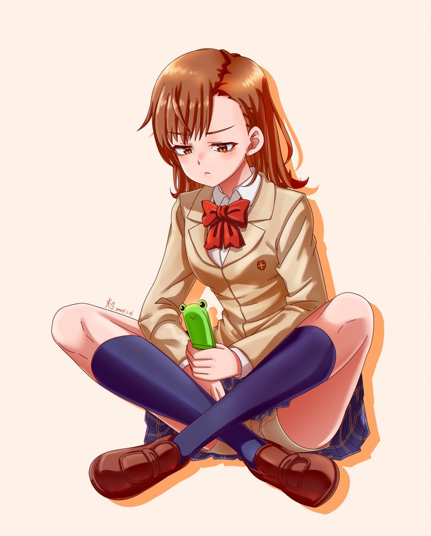 misaka mikoto and gekota (toaru majutsu no index and 1 more) drawn by djt_(user_wrzg5248)