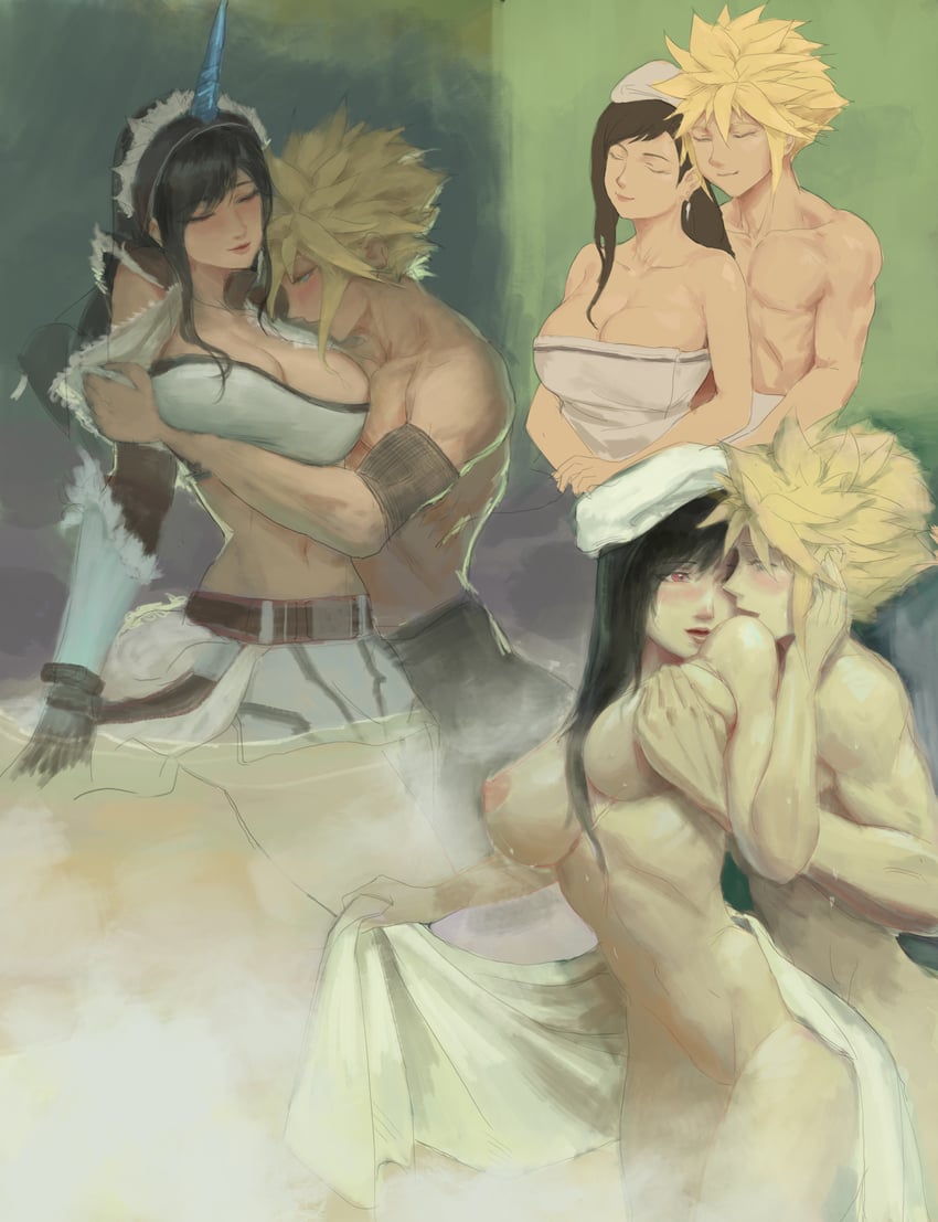 tifa lockhart and cloud strife (final fantasy and 4 more) drawn by zoewingsz