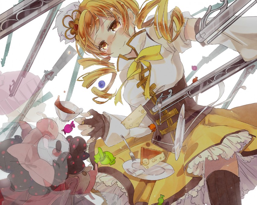 tomoe mami and charlotte (mahou shoujo madoka magica) drawn by misoko_(misonamezizou)