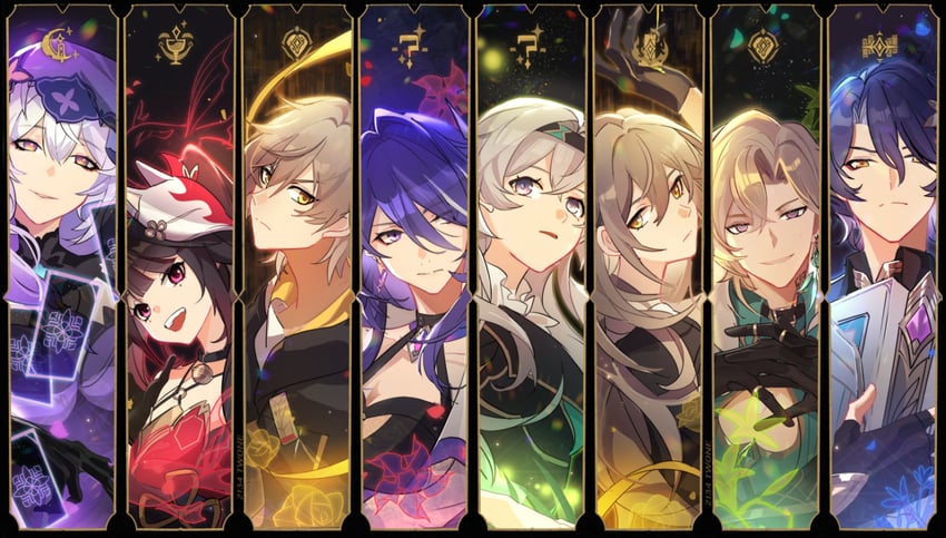 trailblazer, firefly, stelle, acheron, caelus, and 4 more (honkai and 1 more) drawn by 2134twone
