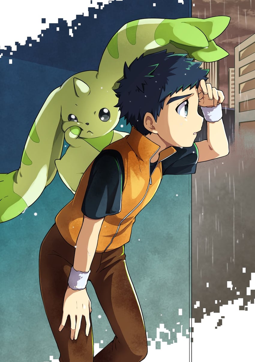 terriermon and lee jianliang (digimon and 1 more) drawn by oddnoise