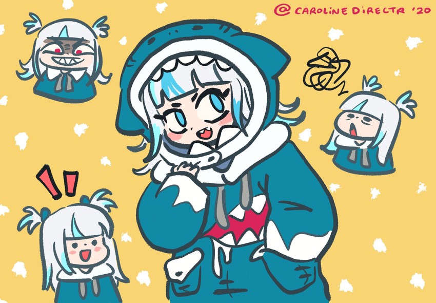 gawr gura (hololive and 1 more) drawn by caroline_director